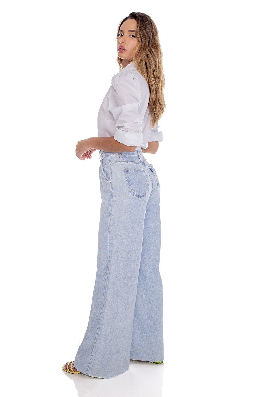 dz3610 alg calca jeans feminina pantalona barra corte a fio denim zero lado