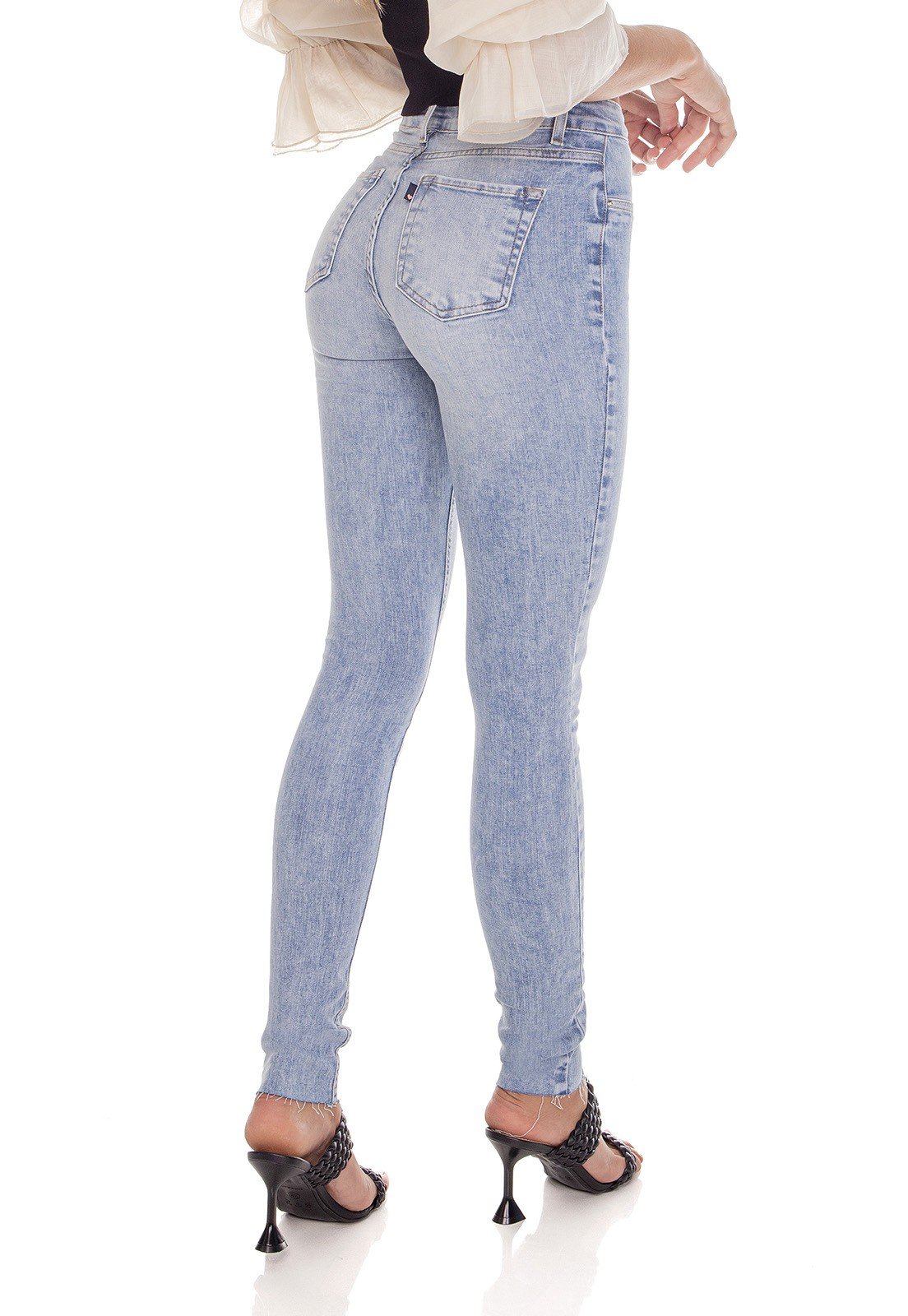 dz3643 com calca jeans feminina skinny media barra corte a fio denim zero costas prox