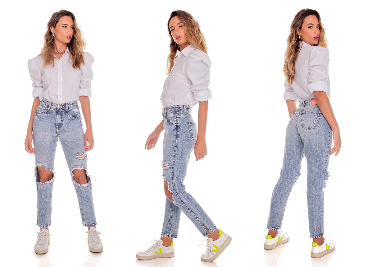 dz3612 alg calca jeans feminina mom destroyed denim zero tripla