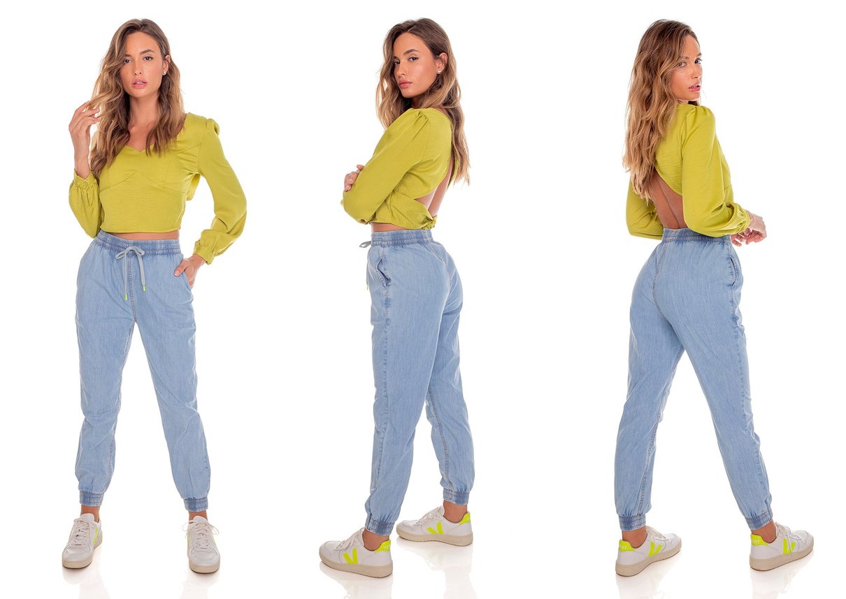 dz3625 com calca jeans feminina jogger com cordao decorativo denim zero tripla