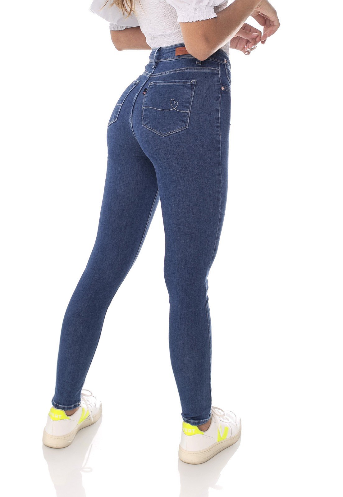 dz3633 re calca jeans feminina skinny media cigarrete tradicional denim zero costas prox