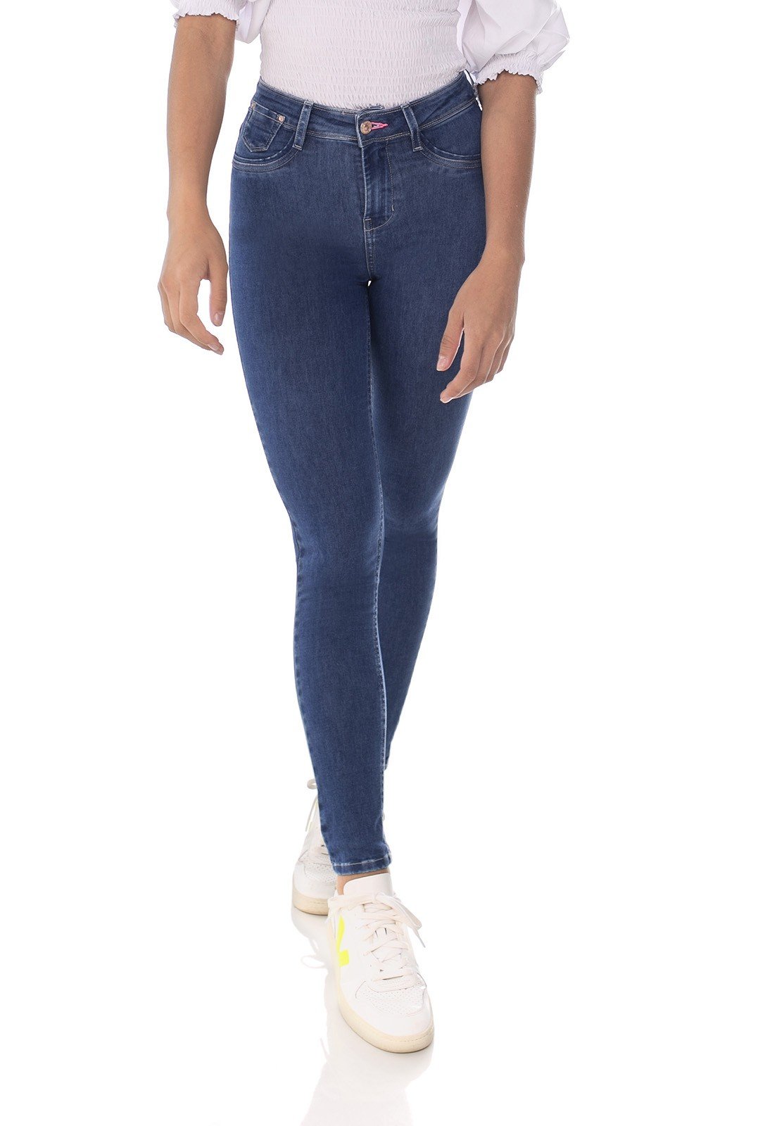 dz3633 re calca jeans feminina skinny media cigarrete tradicional denim zero frente prox
