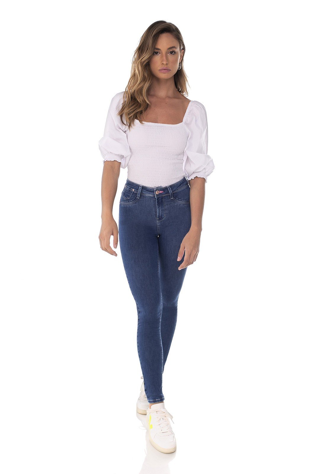 dz3633 re calca jeans feminina skinny media cigarrete tradicional denim zero frente