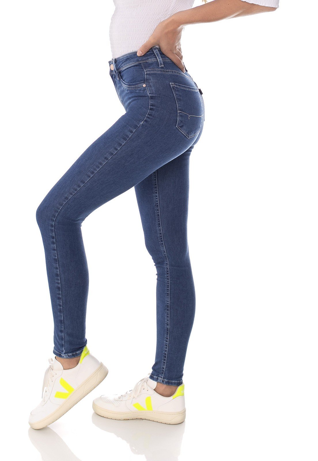 dz3633 re calca jeans feminina skinny media cigarrete tradicional denim zero lado prox