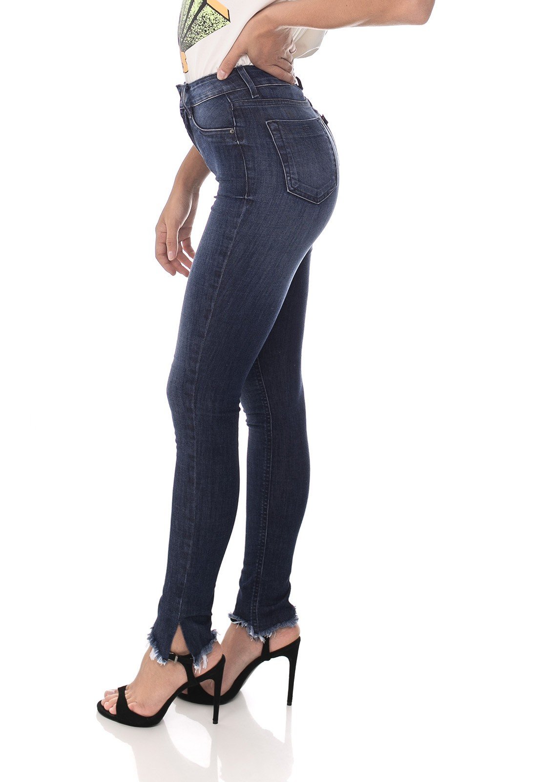 dz3635 com calca jeans feminina skinny media com fenda denim zero lado prox