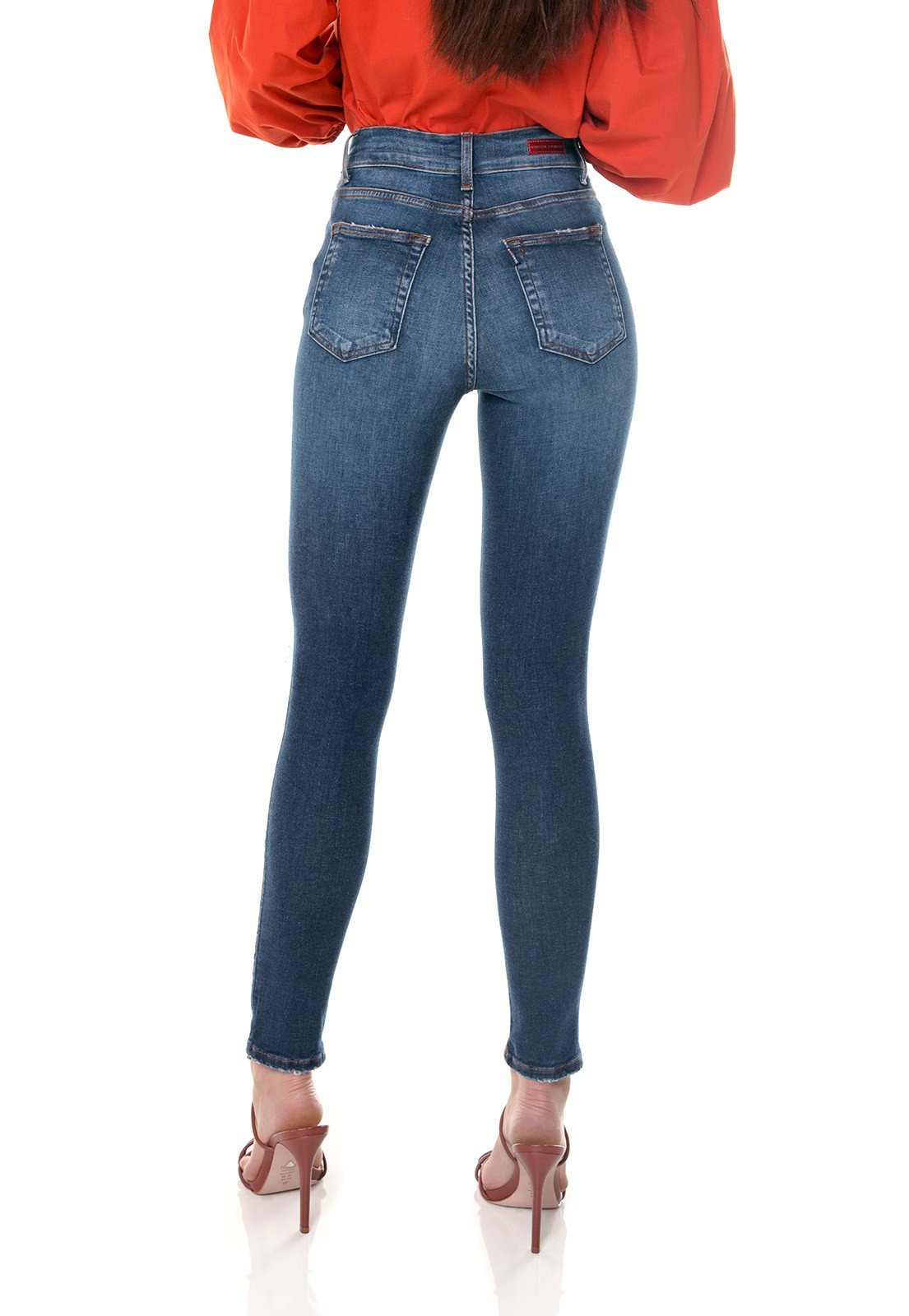 dz3649 com calca jeans feminina skinny media cigarrete com rasgos no joelho denim zero costas prox