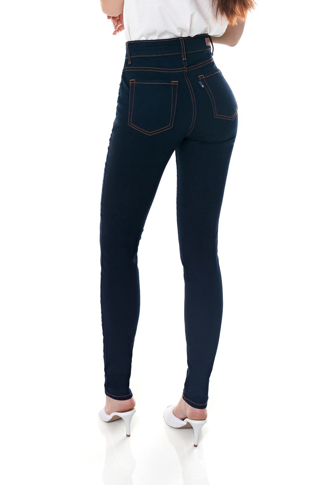 dz3705 com calca jeans feminina skinny media tradicional denim zero costas prox