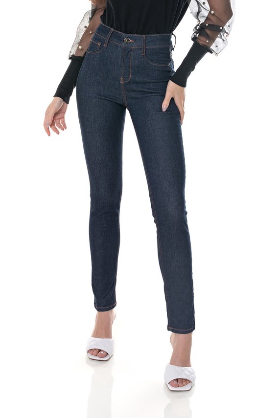 Calça Jeans Feminina Skinny Média Cigarrete Escura - DZ3702