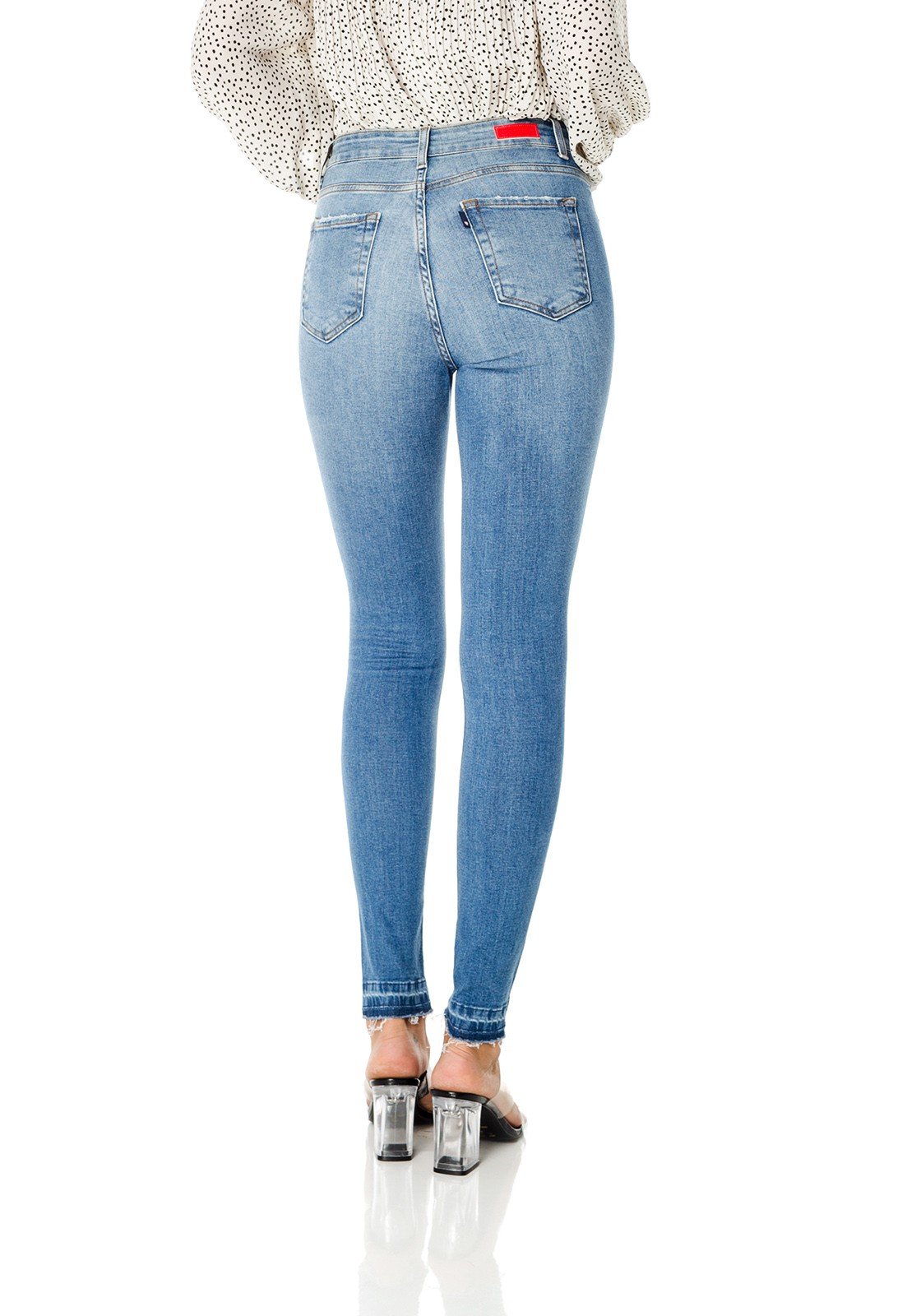 dz3598 com calca jeans feminina skinny media com rasgos no joelho denim zero costas prox