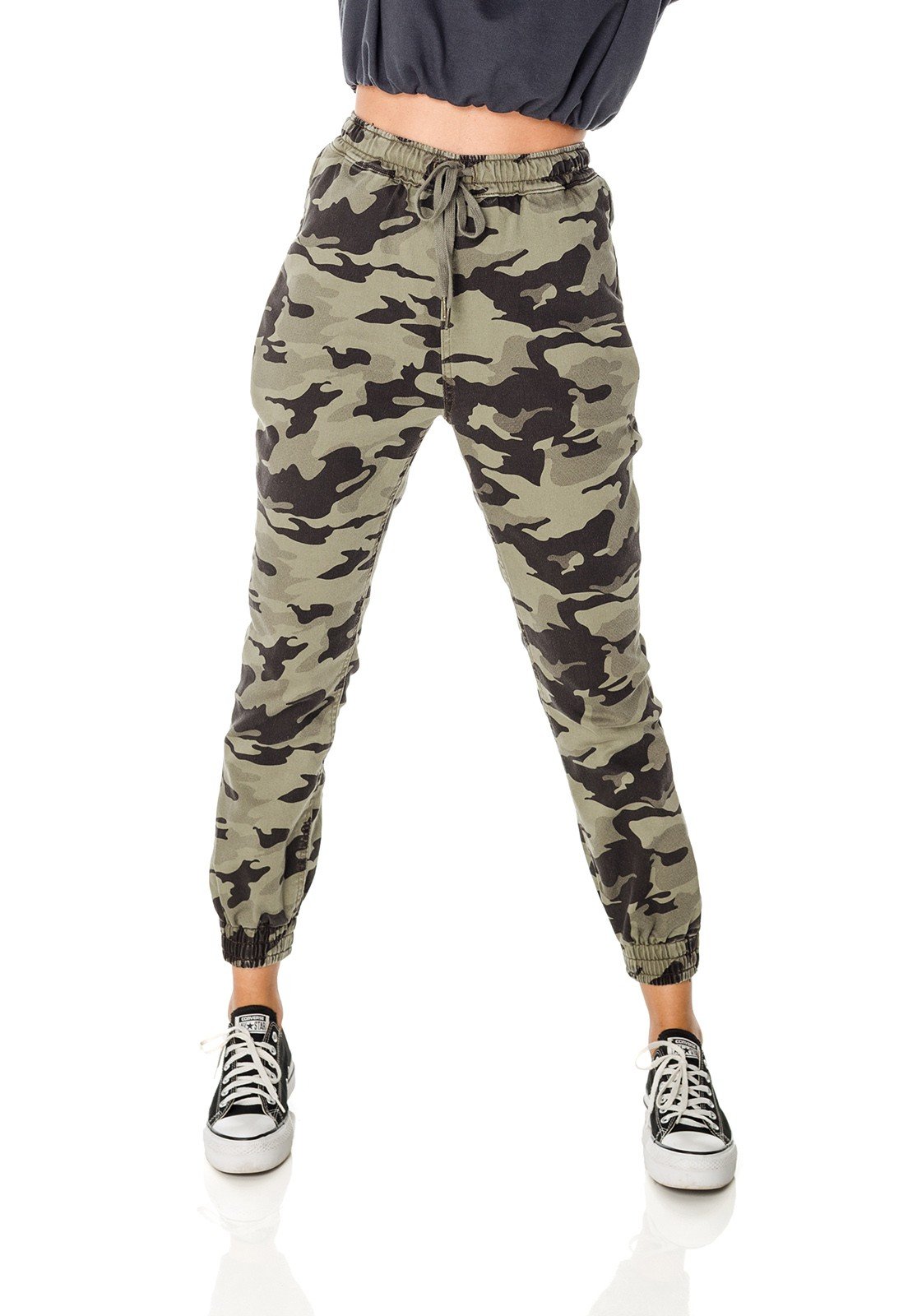 dz3712 com calca jeans feminina jogger camuflada denim zero frente prox