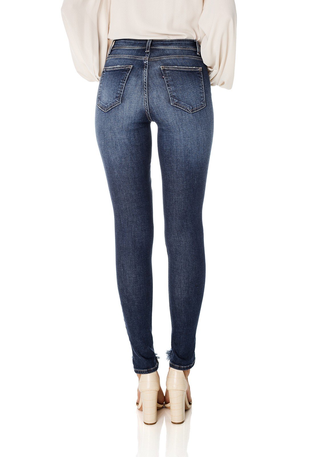 dz3667 com calca jeans feminina skinny media com rasgo no joelho denim zero costas prox