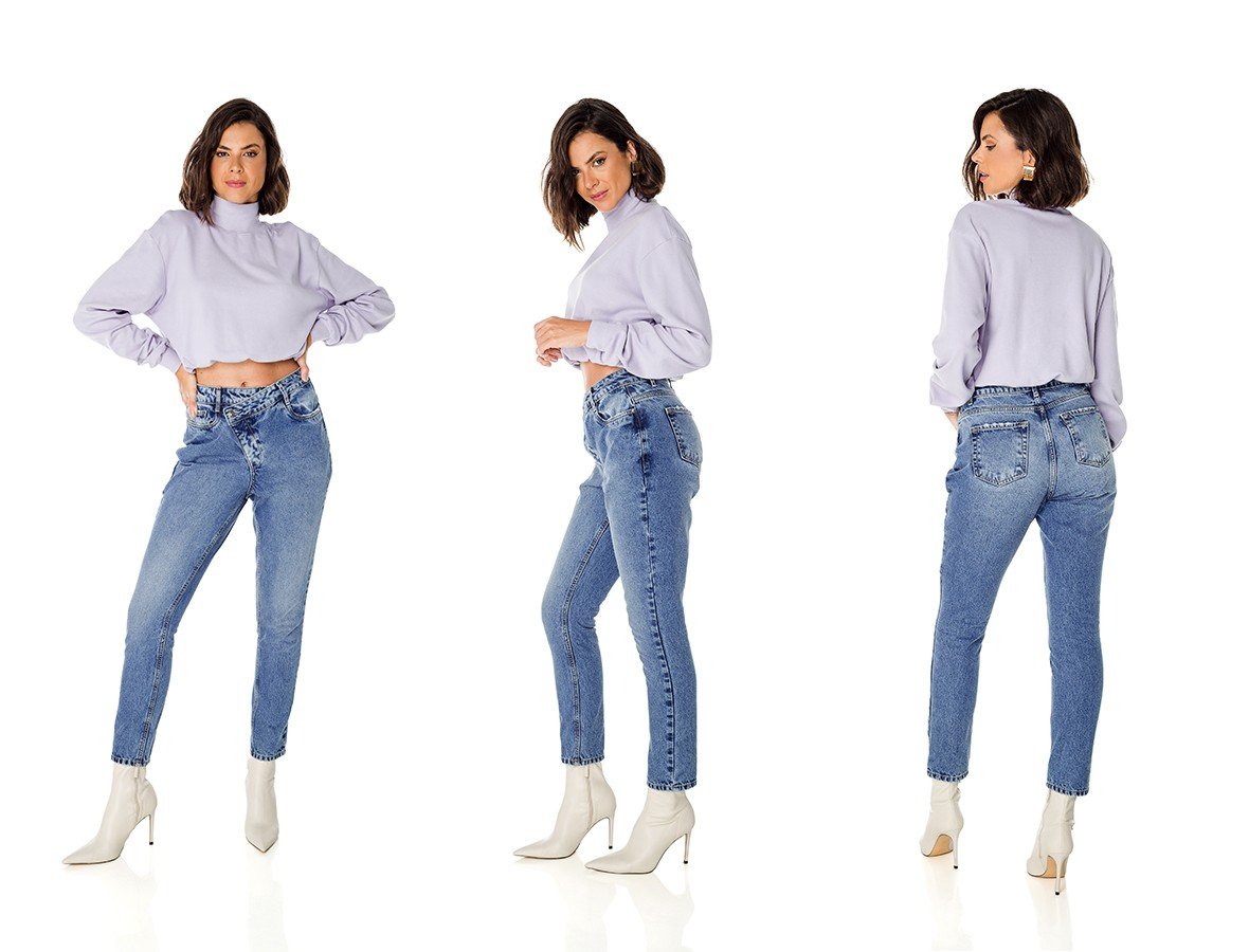 dz3690 alg calca jeans feminina dad pants gancho assimetrico denim zero trio