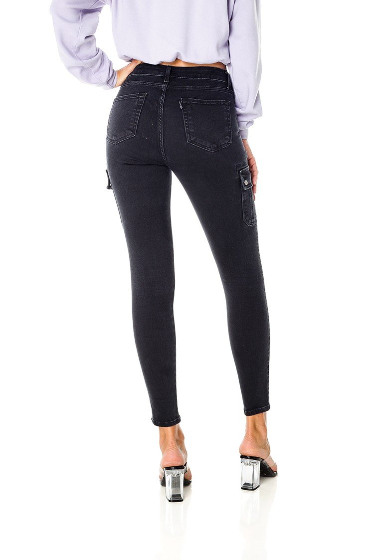 dz3672 re calca jeans feminina skinny media cigarrete com bolso lateral denim zero costas prox