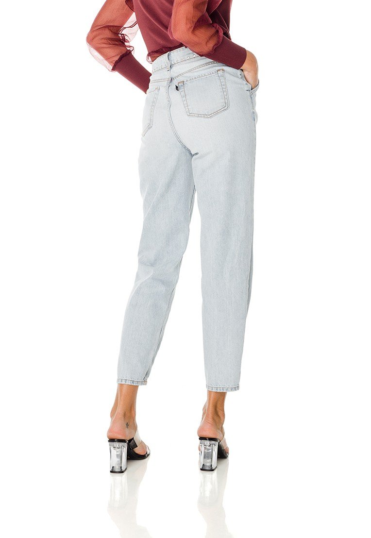 dz3692 alg calca jeans feminina balloon com pregas denim zero costas prox