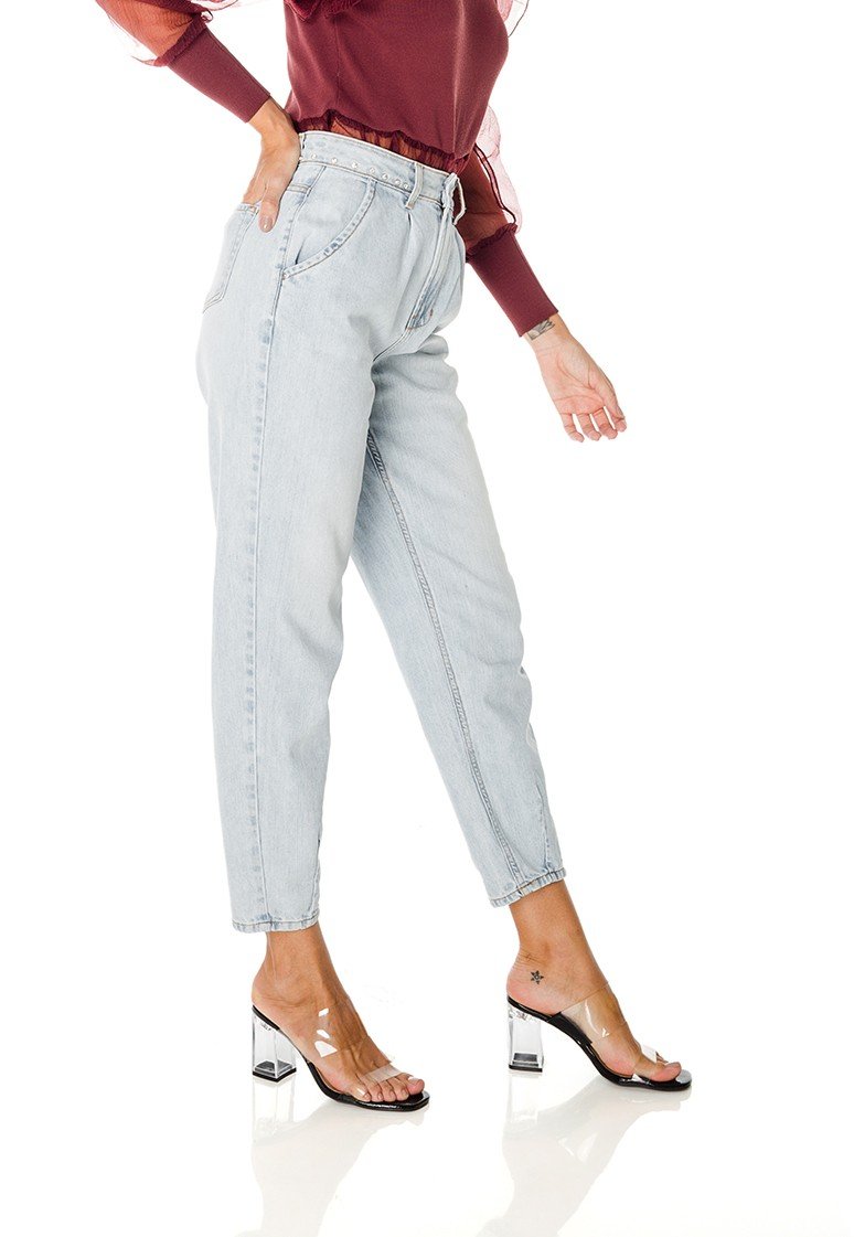 dz3692 alg calca jeans feminina balloon com pregas denim zero lado prox