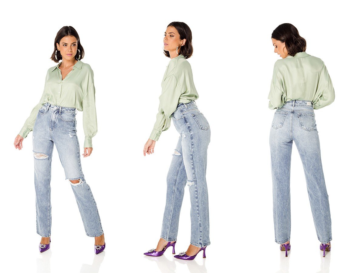 dz3691 alg calca jeans feminina dad pants com rasgos denim zero trio