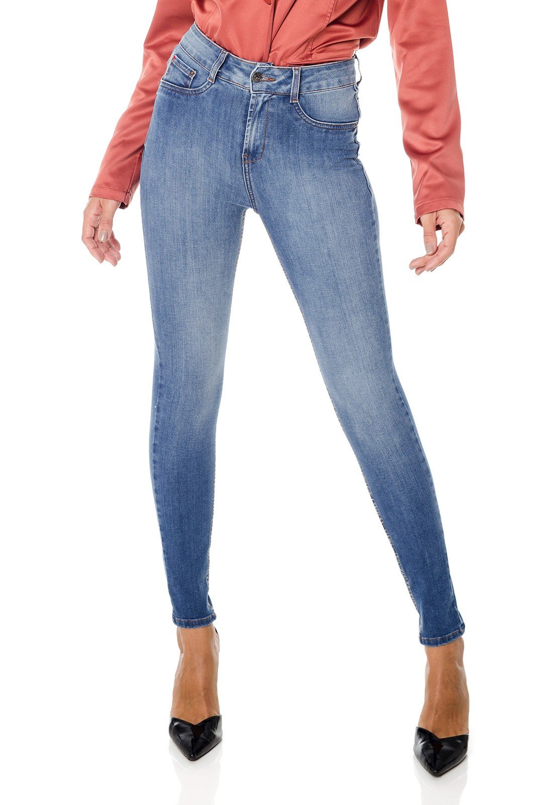 dz3710 ts calca jeans feminina skinny media cigarrete tradicional denim zero frente prox