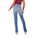 dz3694 re calca jeans feminina new boot cut barra irregular denim zero costas prox