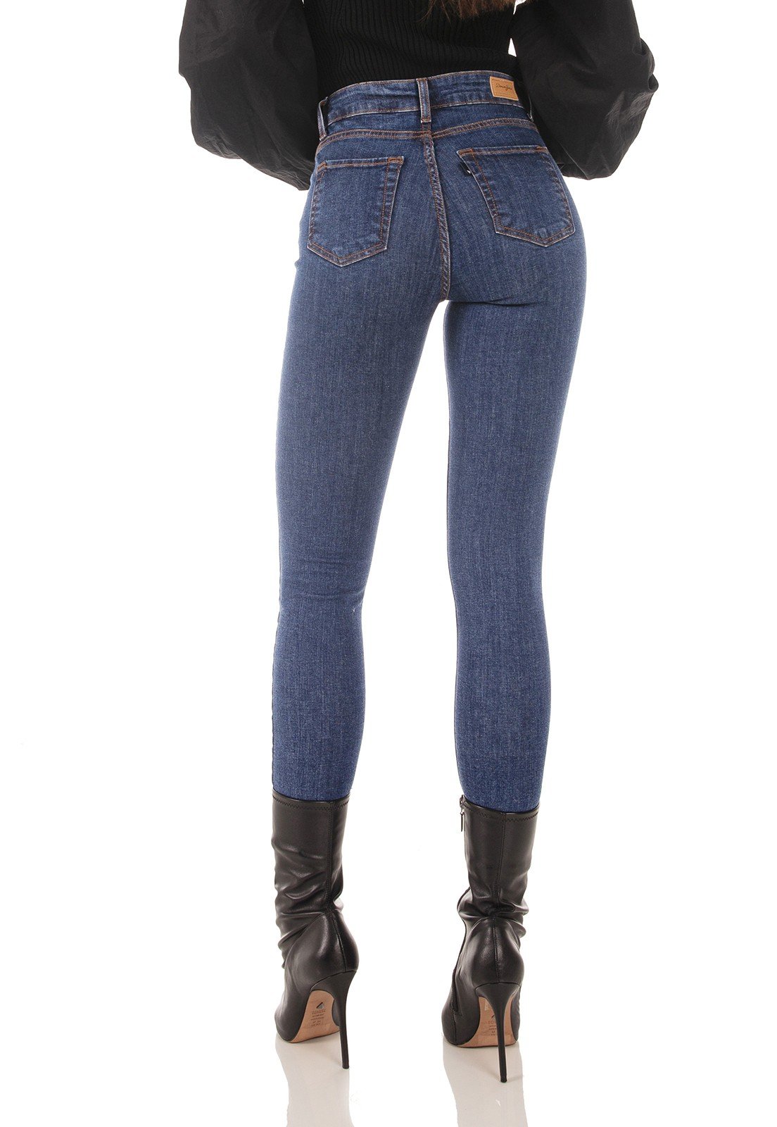 dz3726 com calca jeans feminina skinny media cigarrete rasgos joelho denim zero costas prox