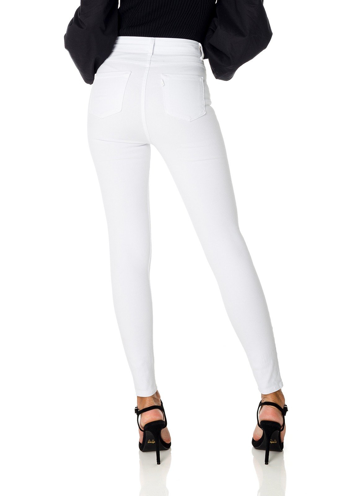 dz3714 re calca jeans feminina skinny hot pants black and white branca denim zero costas prox