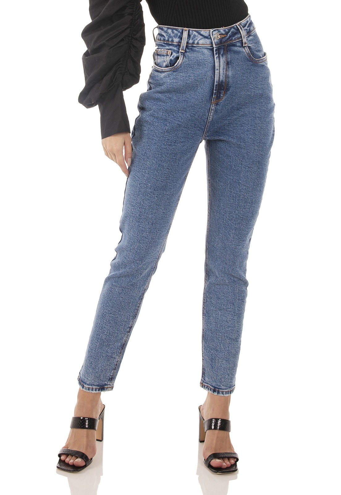 dz3738 com calca jeans feminina mom fit tradicional denim zero frente rpox