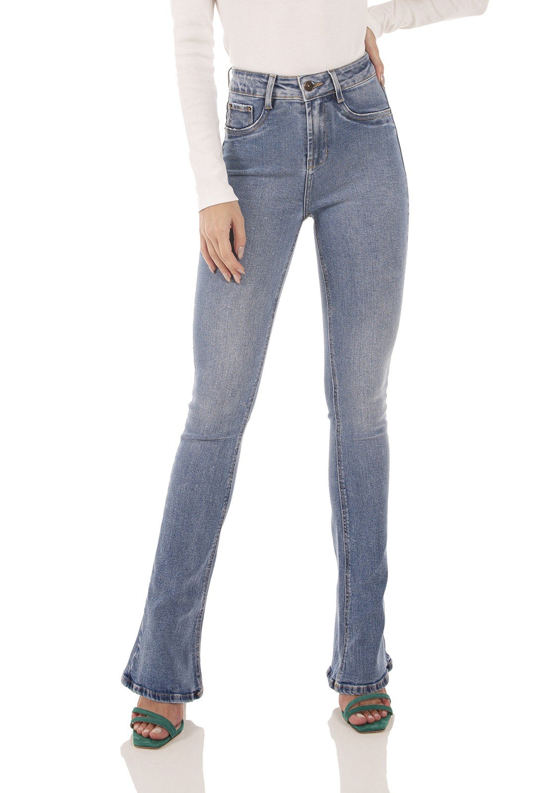 dz3742 re calca jeans feminina boot cut media tradicional denim zero frente prox