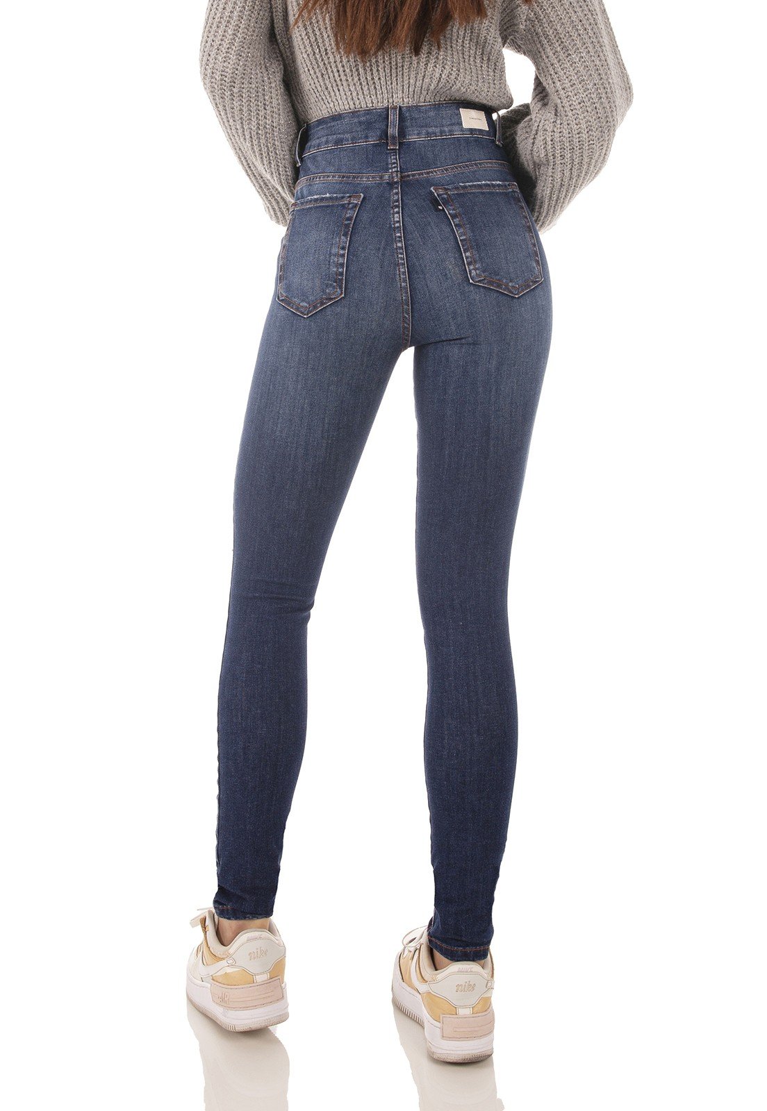 dz3752 ts calca jeans feminina skinny media cigarrete com puidos denim zero costas prox