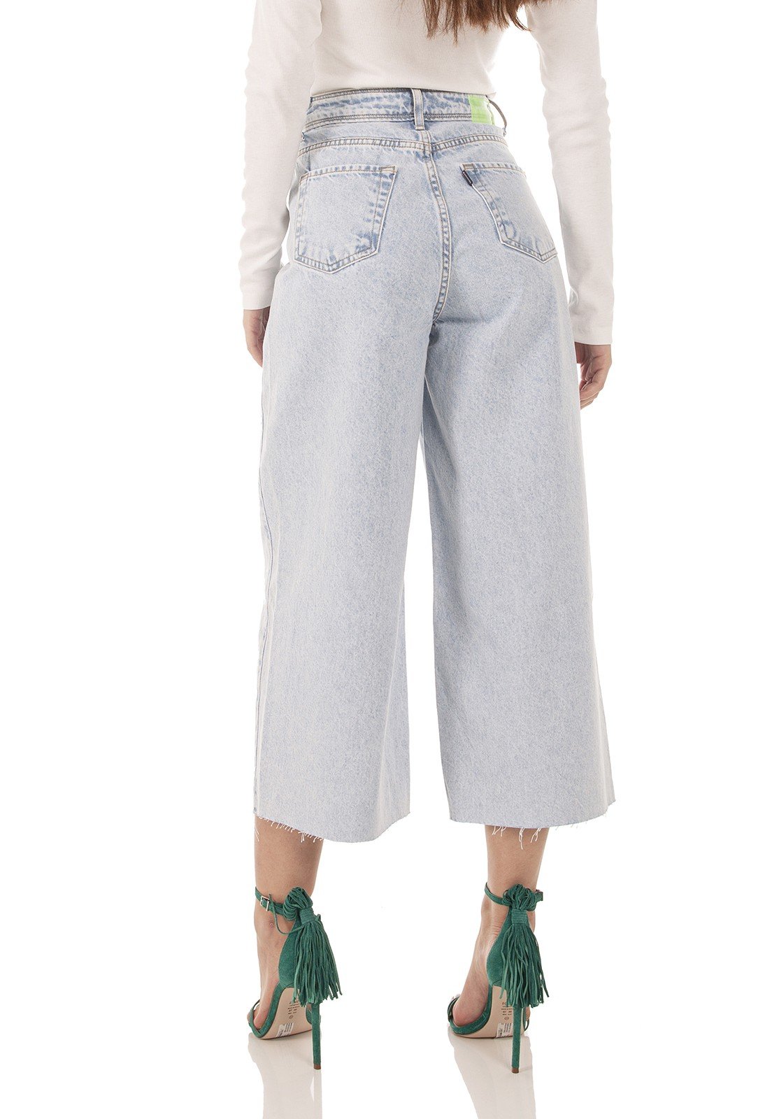 dz3745 alg calca jeans feminina pantacourt hot pants barra corte a fio denim zero costas prox