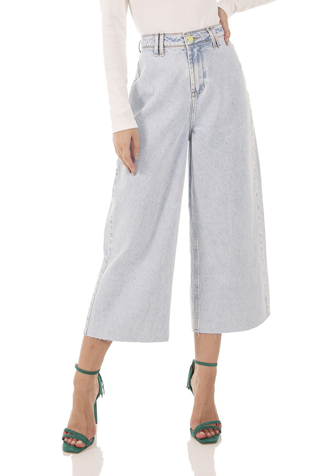 dz3745 alg calca jeans feminina pantacourt hot pants barra corte a fio denim zero frente prox