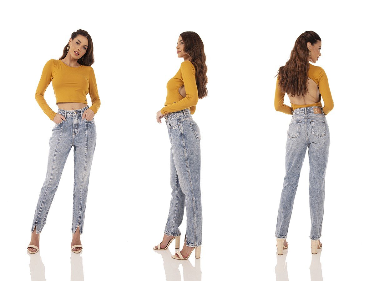 dz3739 alg calca jeans feminina mom recorte frontal denim zero tripla