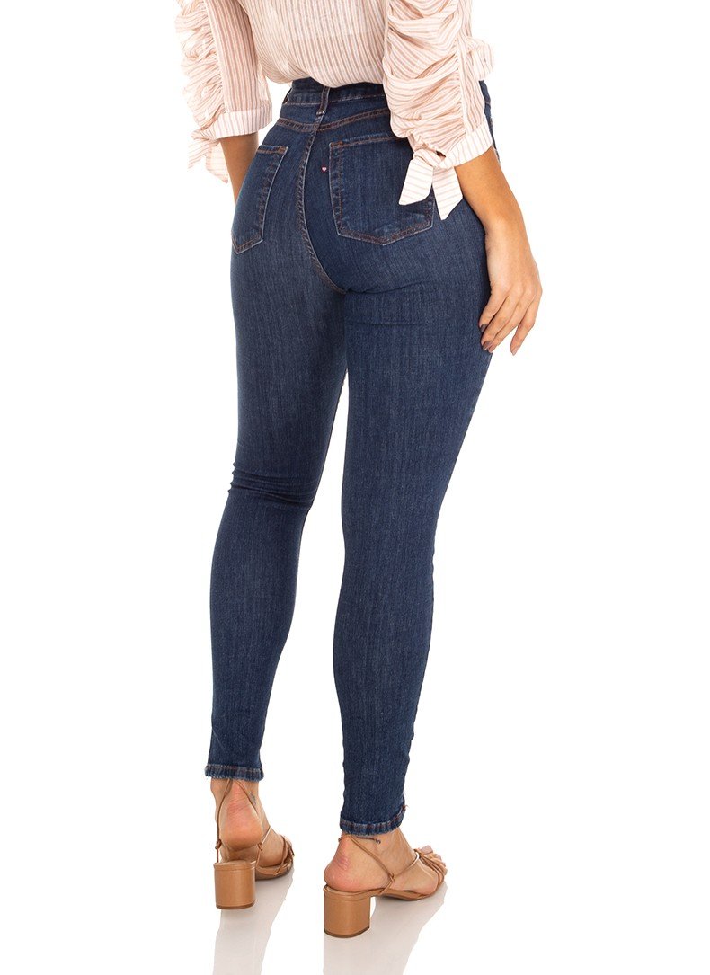 dz3477 calca jeans feminina skinny media cigarrete rasgo joelho denim zero costas prox