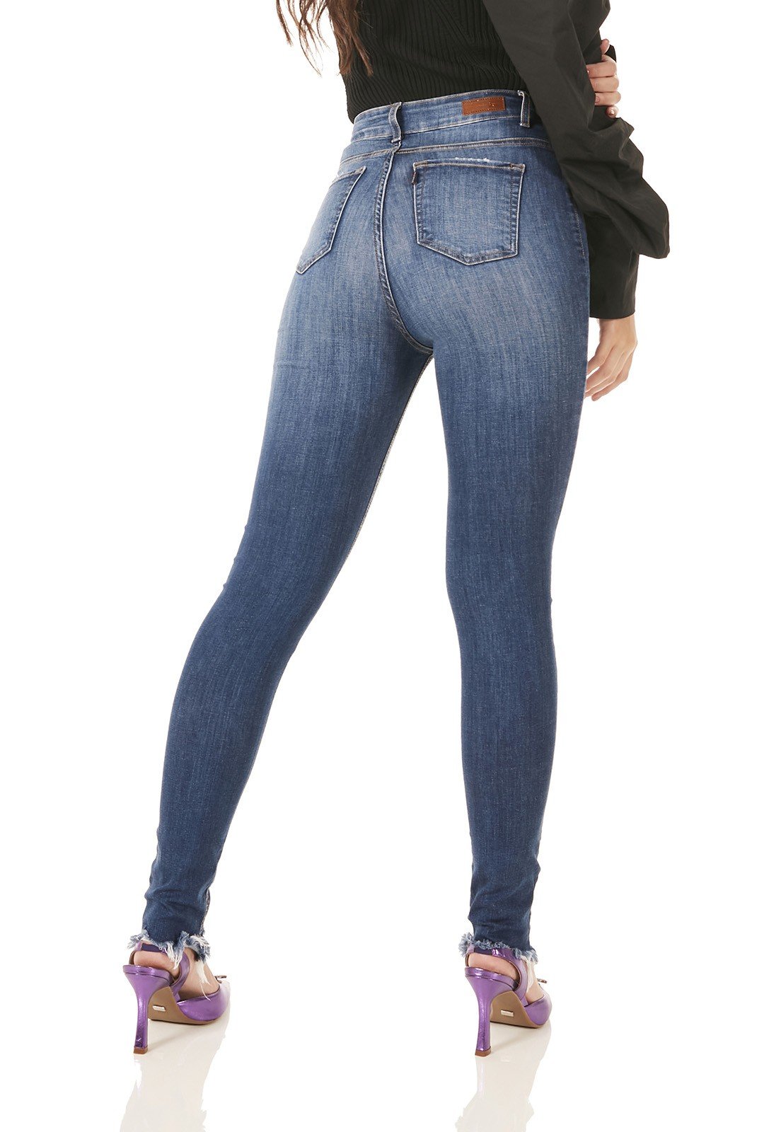 dz3775 com calca jeans feminina skinny hot pants rasgo joelho denim zero costas prox