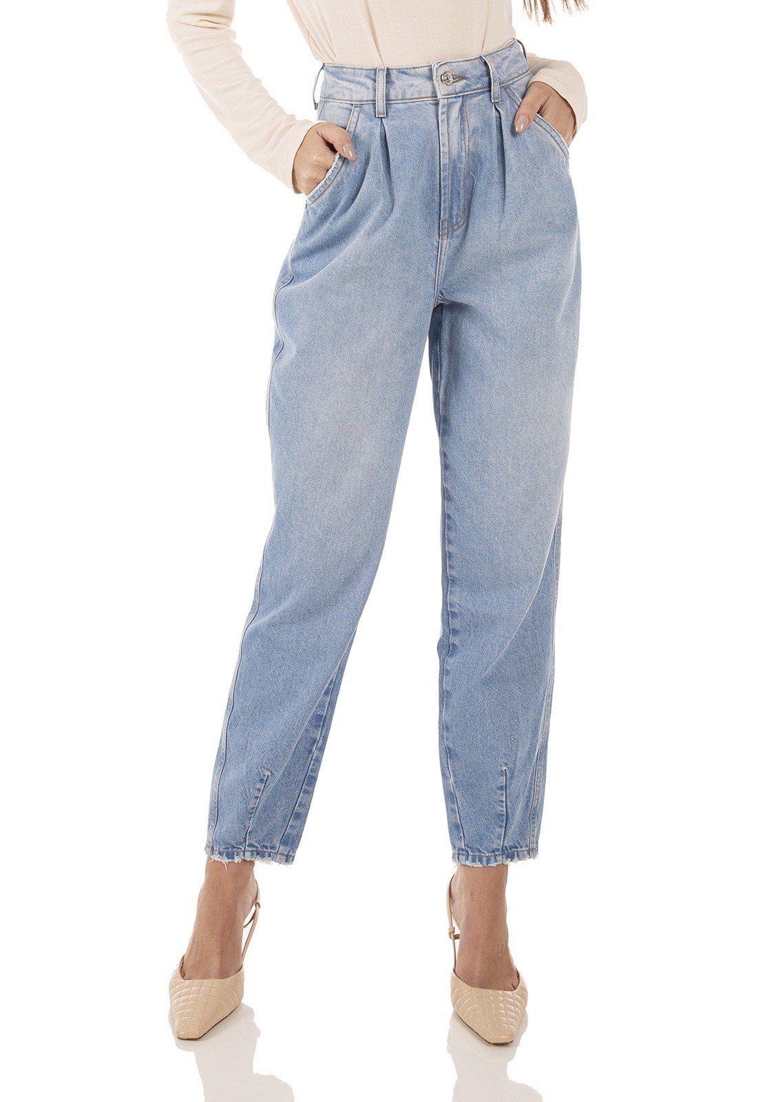 dz3747 alg calca jeans feminina balloon estonada denim zero frente prox