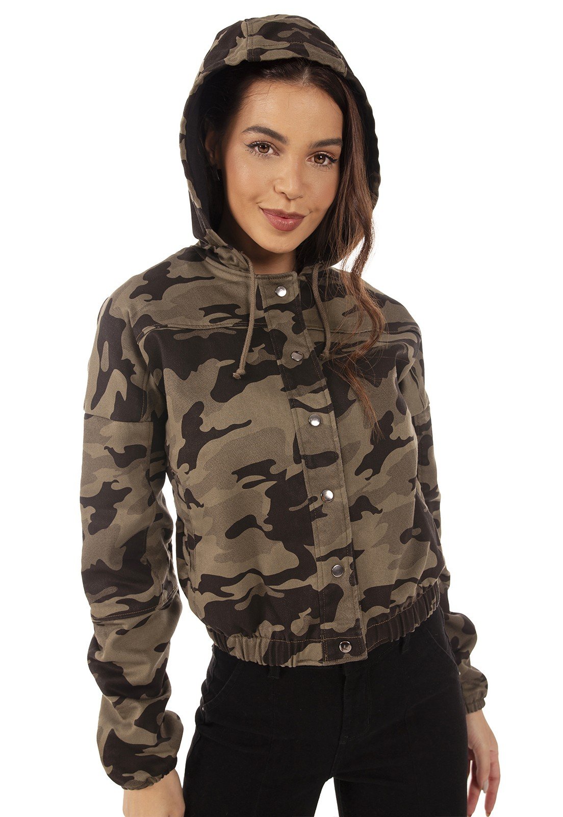 dz9131 com jaqueta jeans feminina bomber camuflada denim zero frente 02