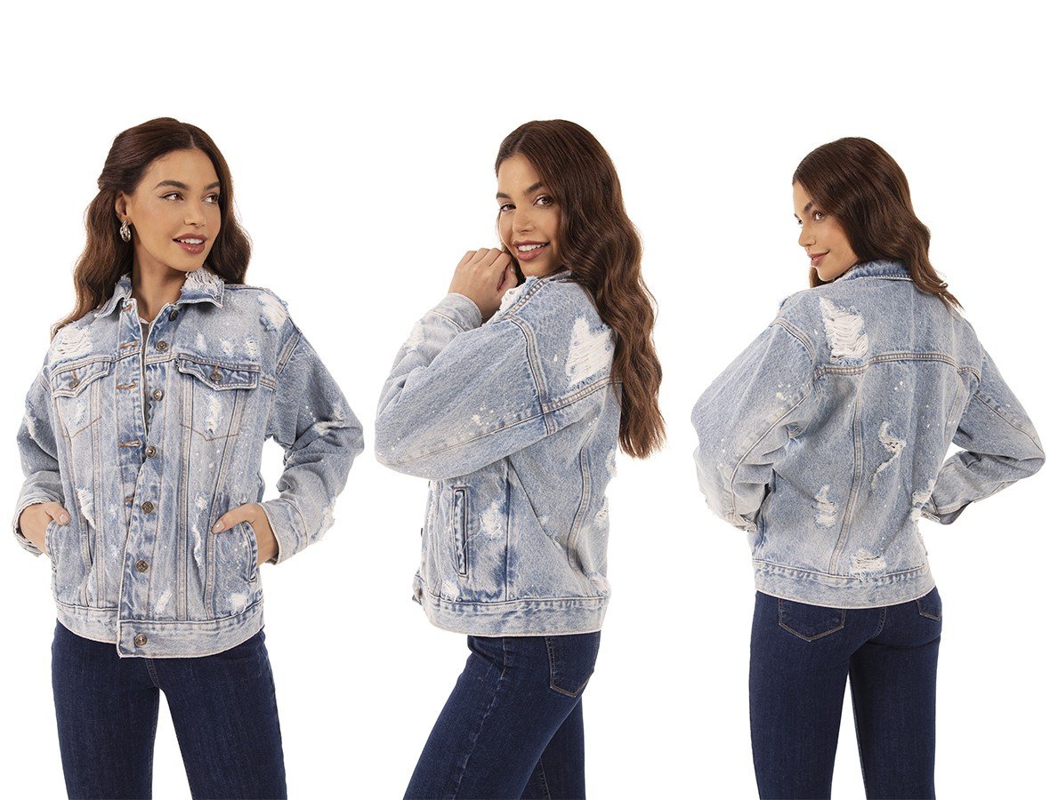 dz9135 alg jaqueta jeans feminina retro destroyer denim zero tripla