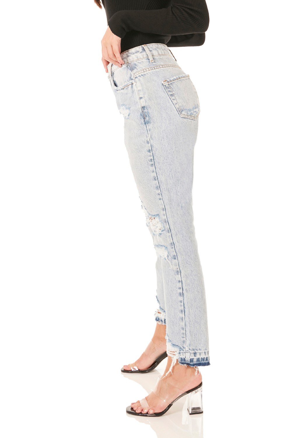 dz3482 alg calca jeans feminina mom destroyer denim zero lado prox