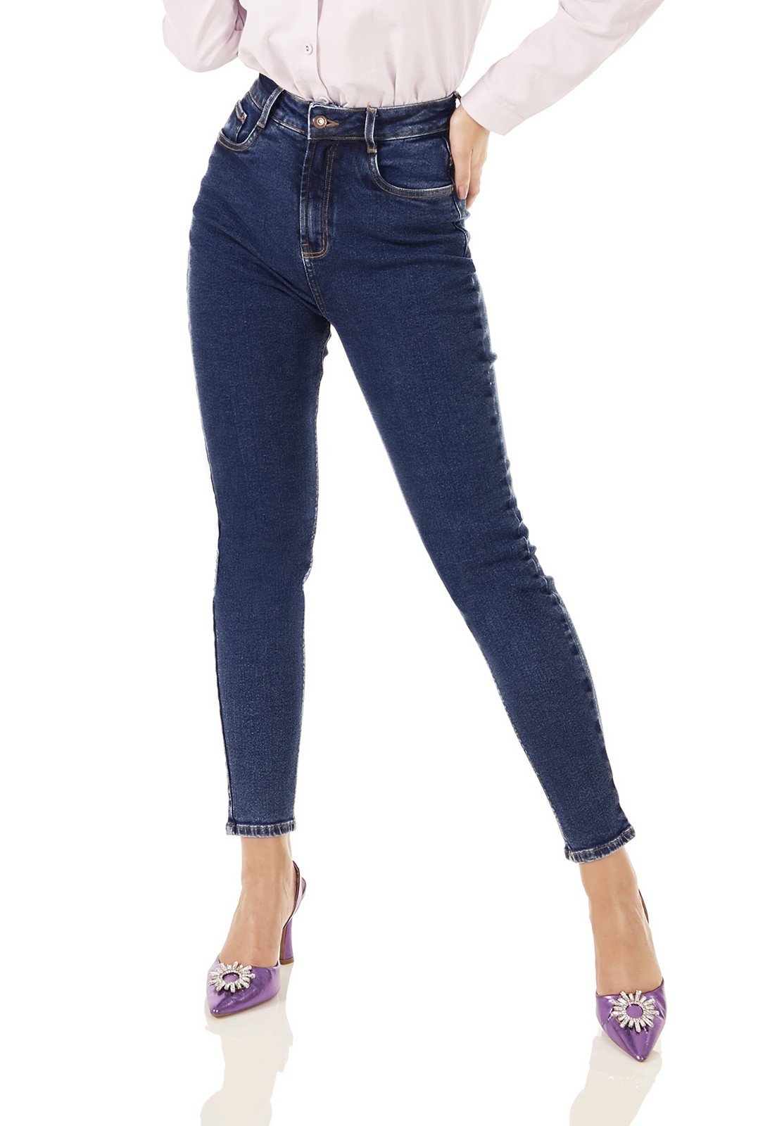 dz3786 re calca jeans feminina mom fit tradicional denim zero frente prox