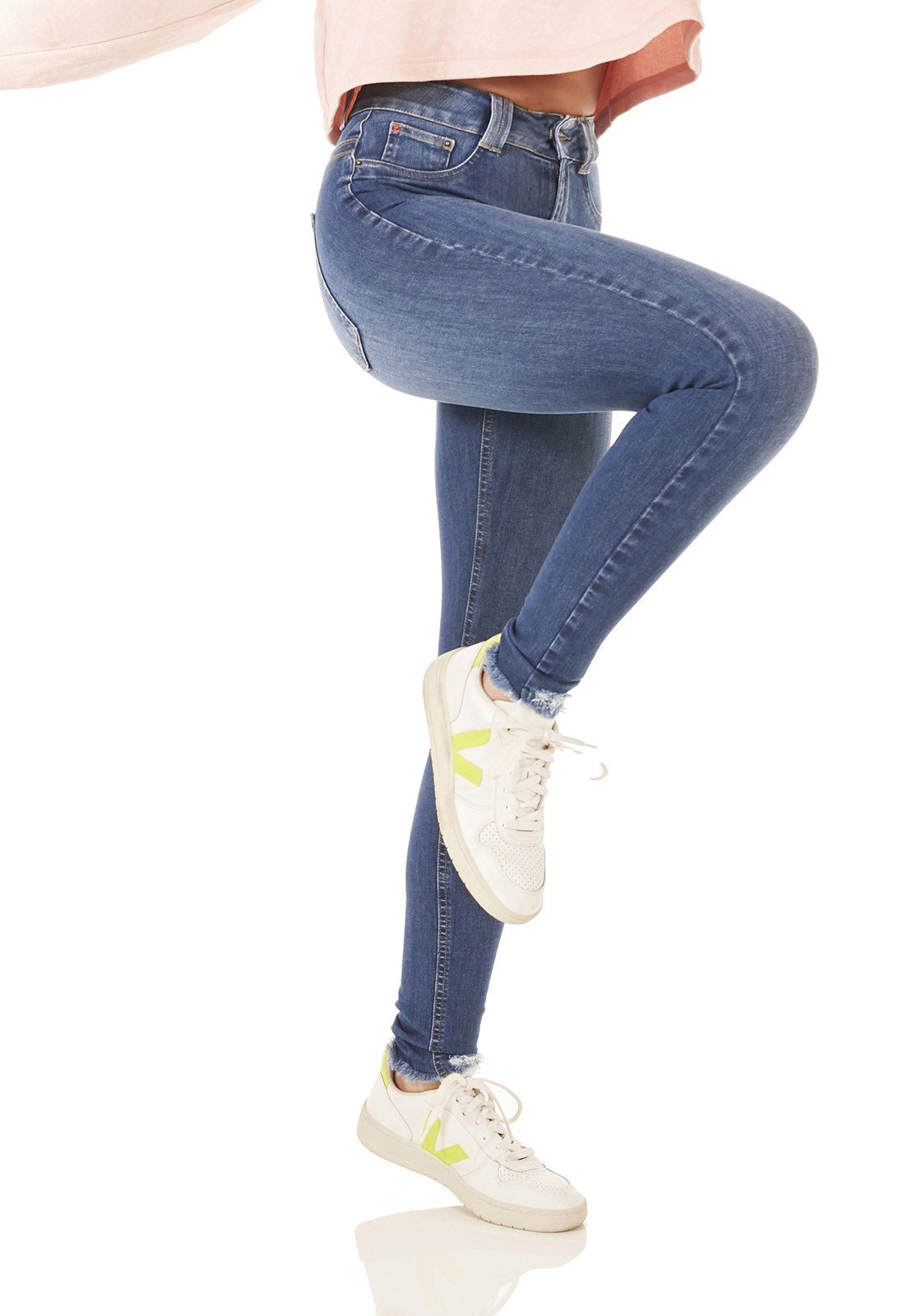 dz3792 ts calca jeans feminina skinny media cigarrete barra desfiada denim zero lado prox