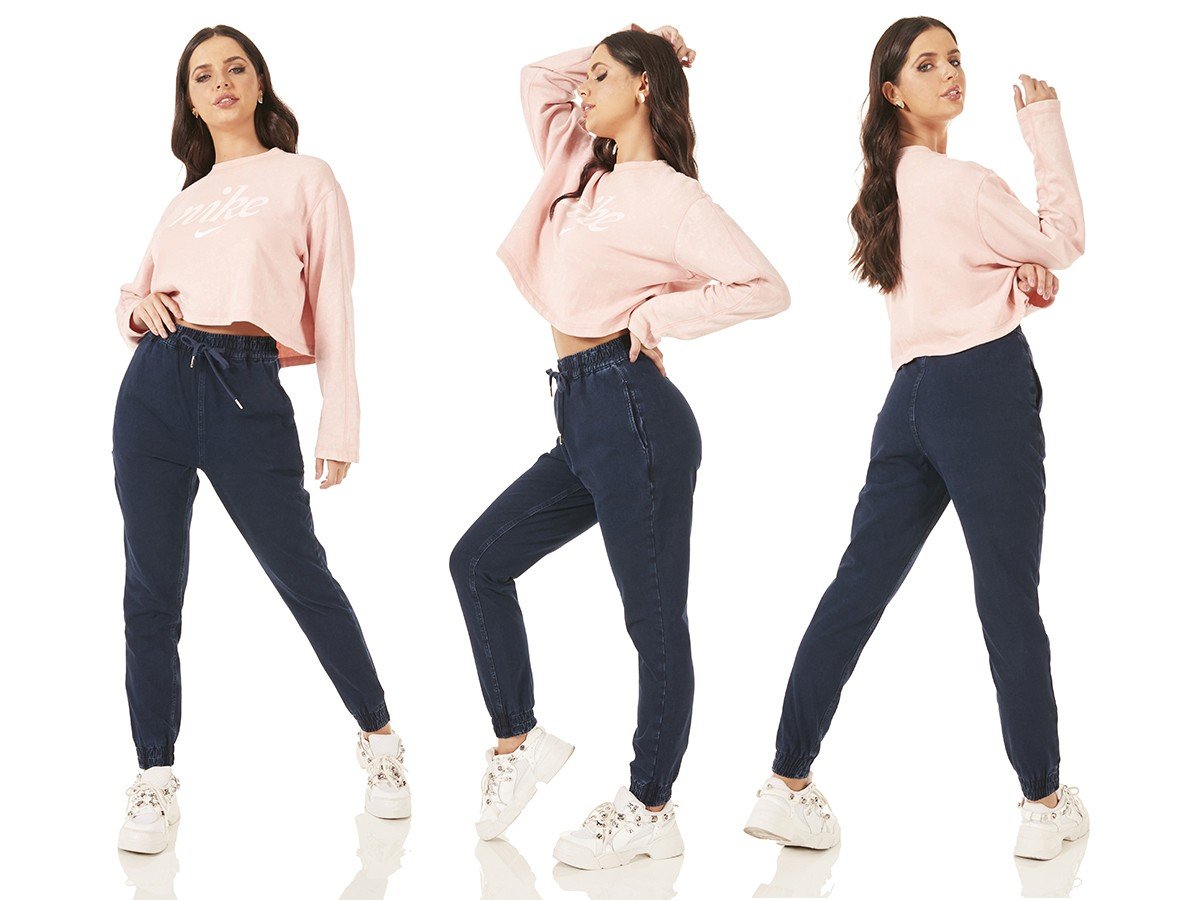 dz3789 com calca jeans feminina jogger escura denim zero tripla