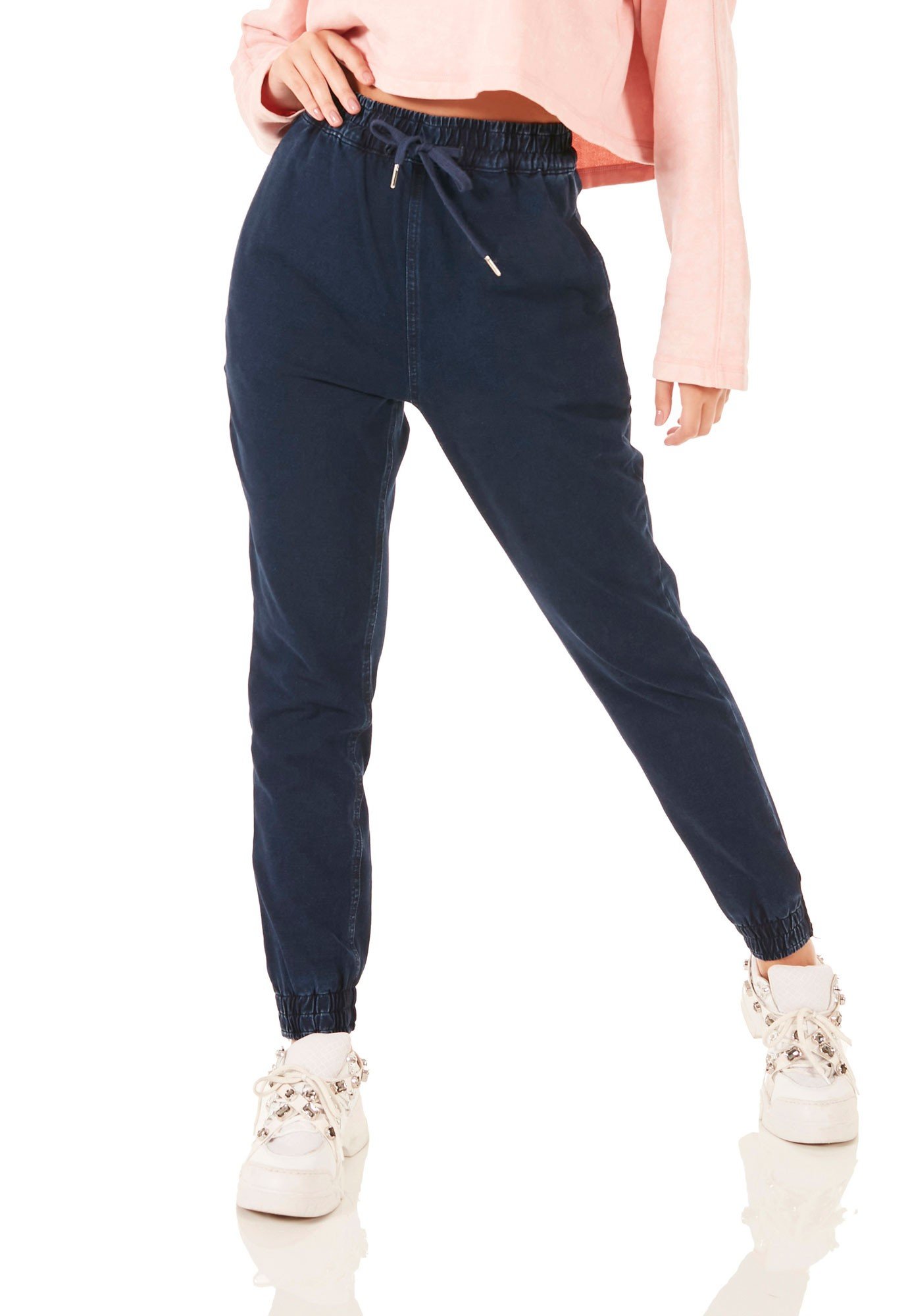 dz3789 com calca jeans feminina jogger escura denim zero frente prox