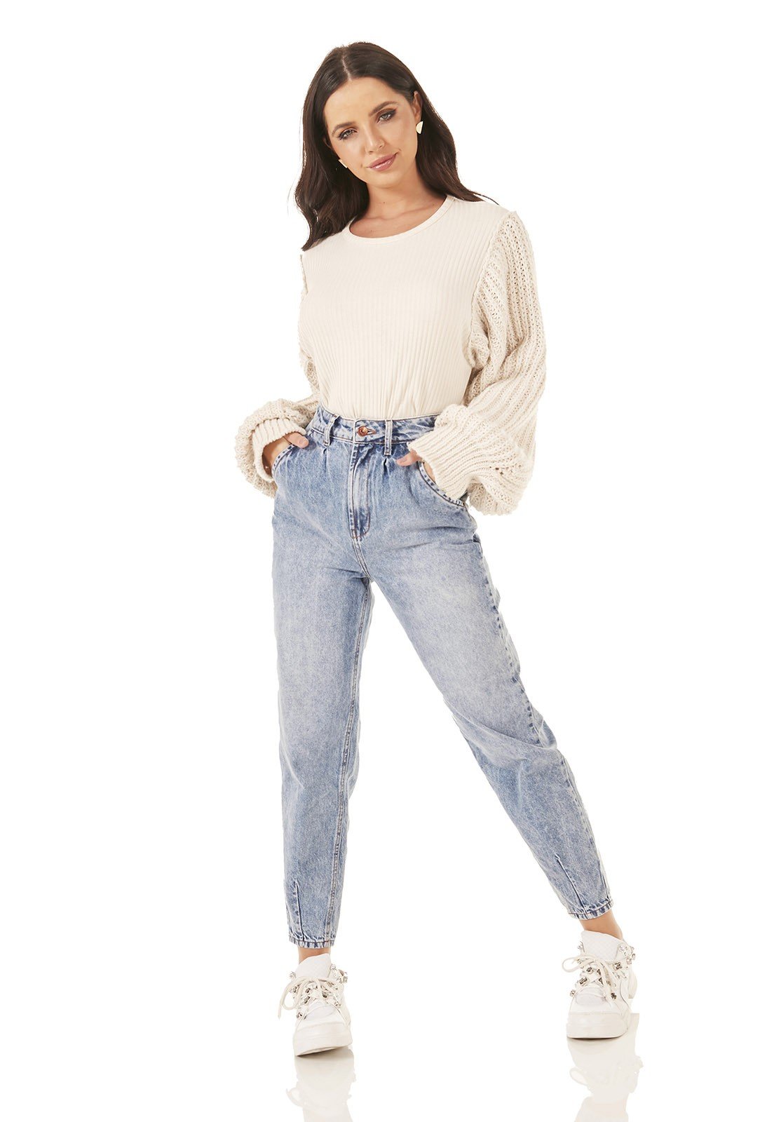 dz3822 alg calca jeans feminina ballloon bolsos faca denim zero frente