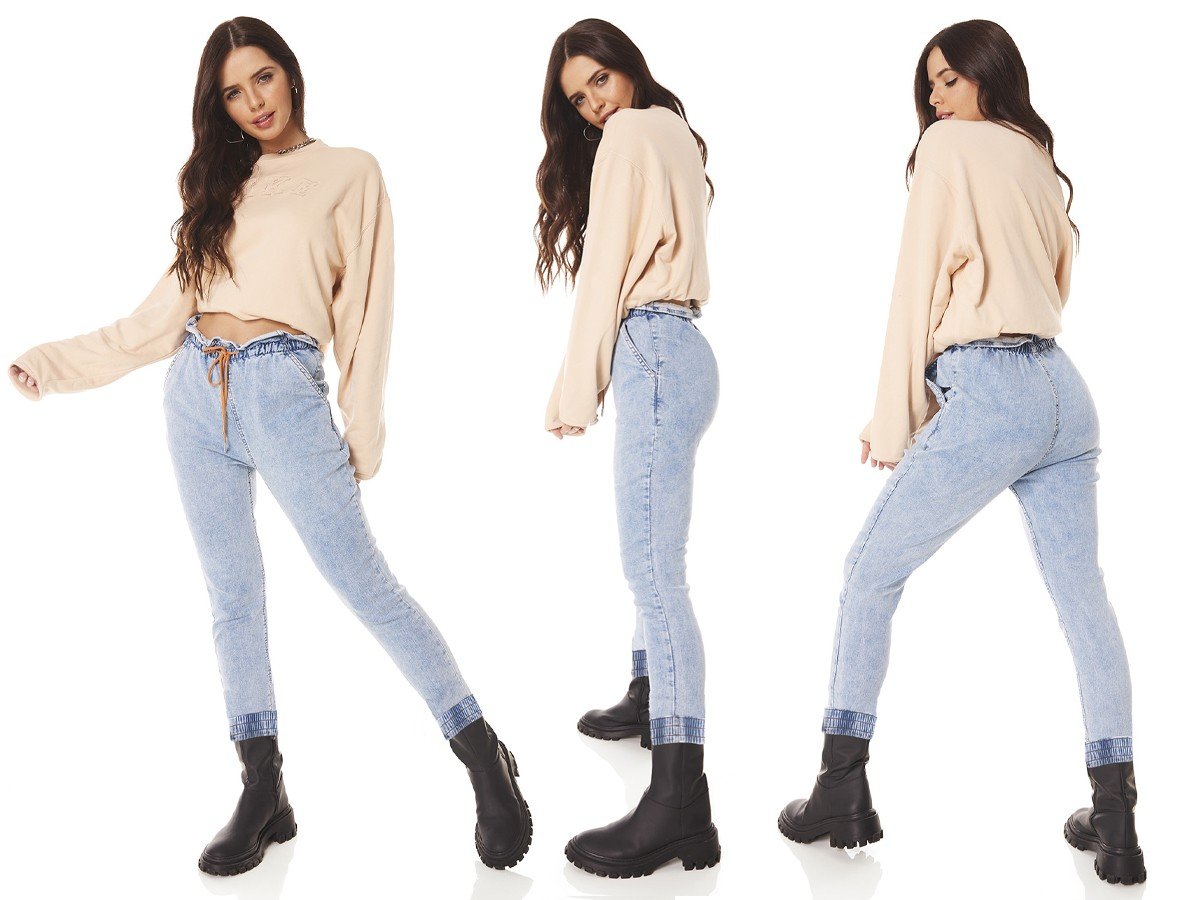 dz3715 com calca jeans feminina jogger com cordao funcional denim zero tripla