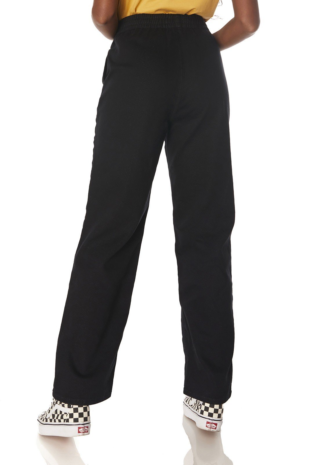 dz3883 com calca jeans feminina dad pants preto denim zero costas prox