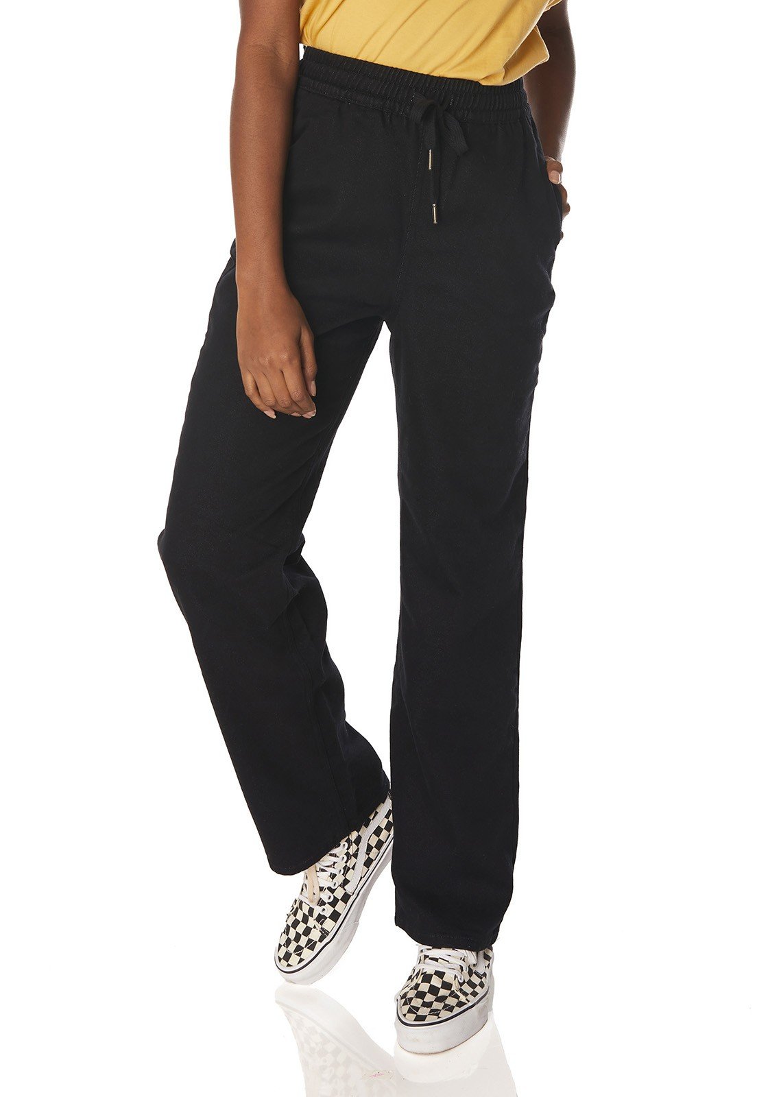 dz3883 com calca jeans feminina dad pants preto denim zero frente prox