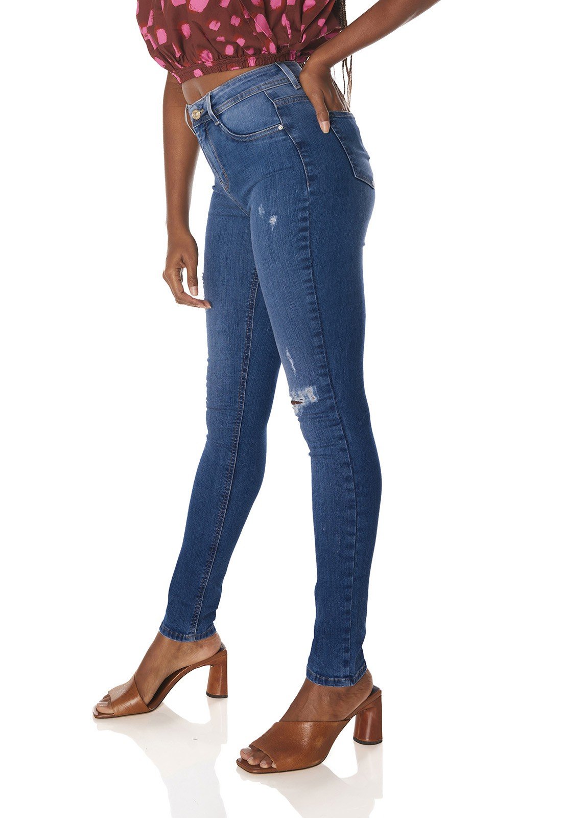 dz3829 re calca jeans feminina skinny media com puidos denim zero lado prox