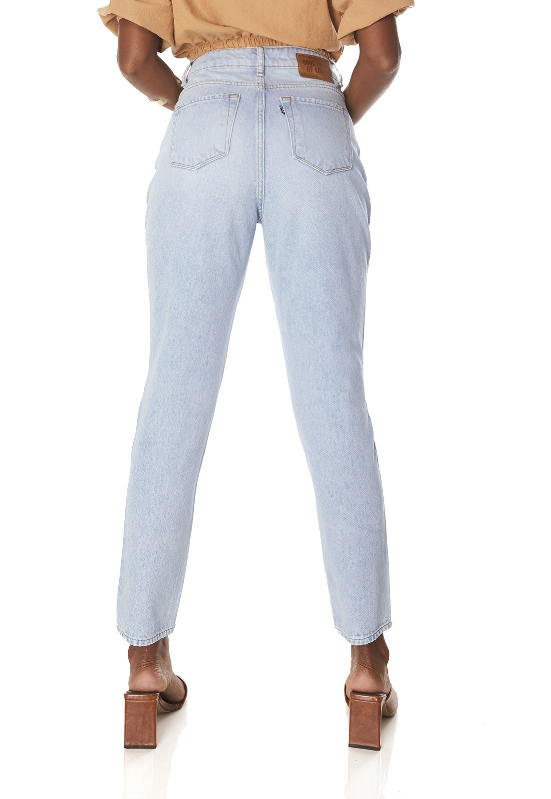 dz3841 alg calca jeans feminina mom rasgos joelho denim zero costas prox