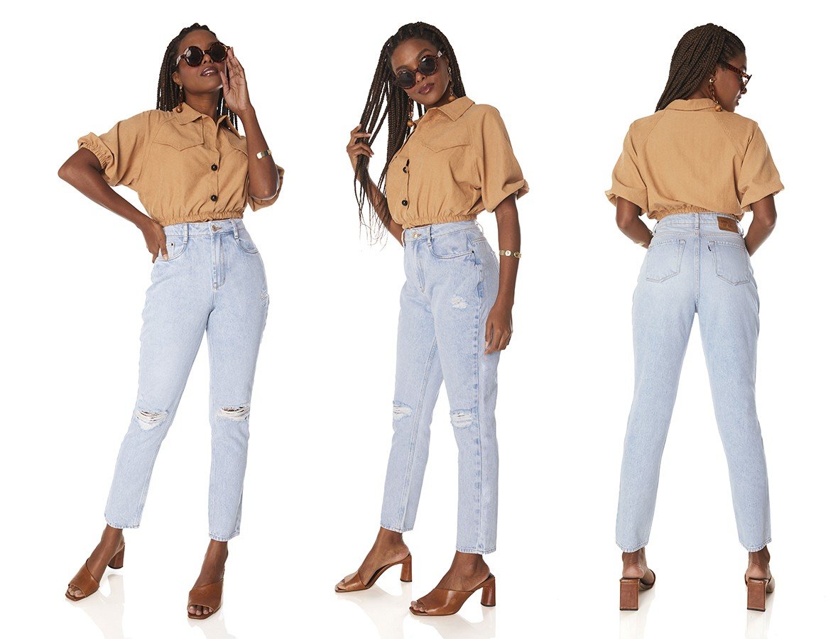 dz3841 alg calca jeans feminina mom rasgos joelho denim zero tripla