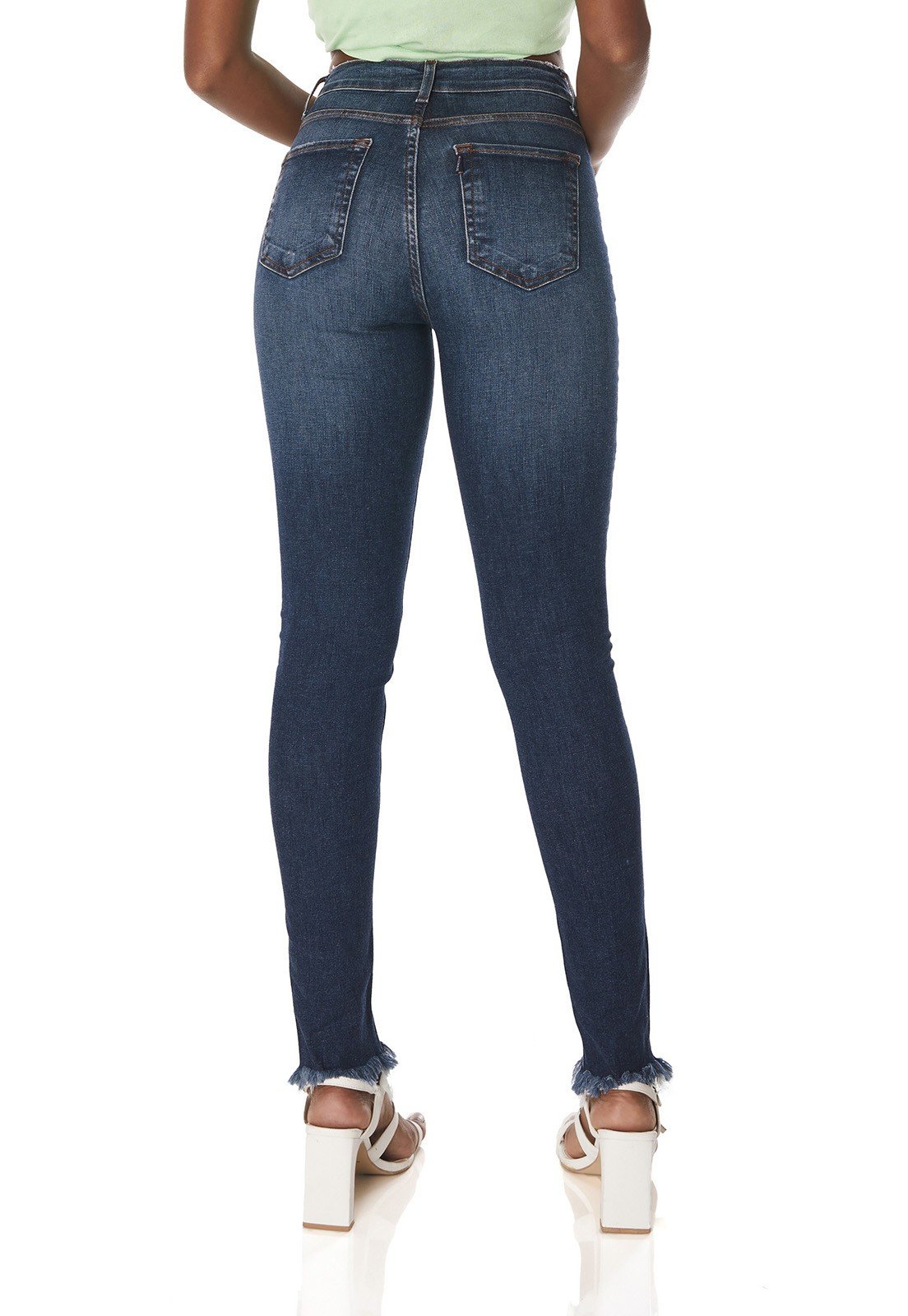 dz3761 re calca jeans feminina skinny media com puidos denim zero costas prox