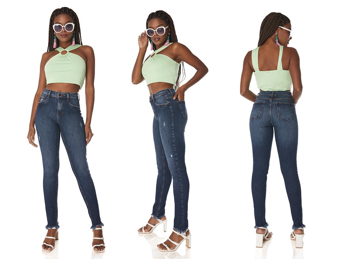dz3761 re calca jeans feminina skinny media com puidos denim zero tripla