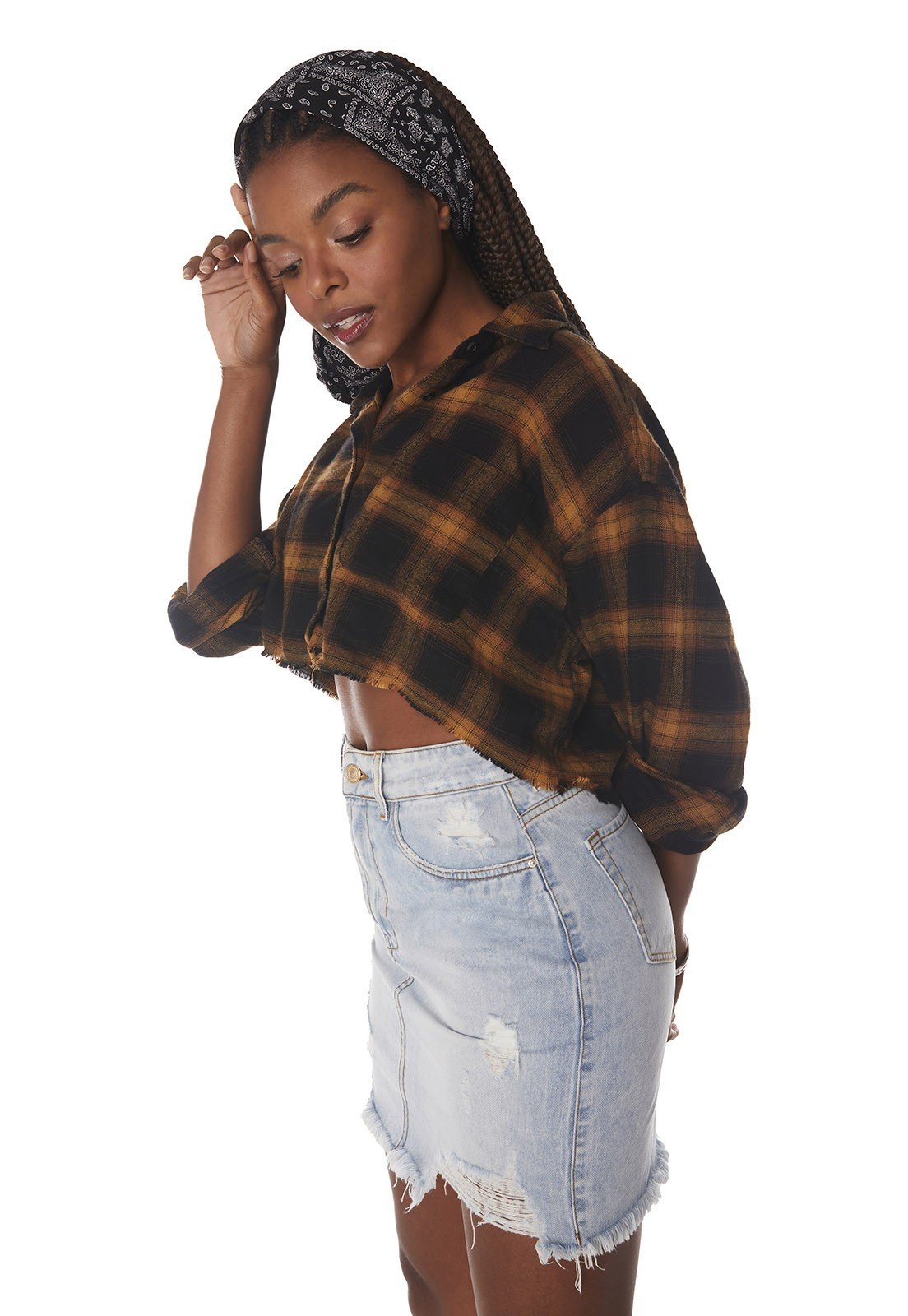 dz7204 alg saia jeans feminina regular barra irregular denim zero lado prox